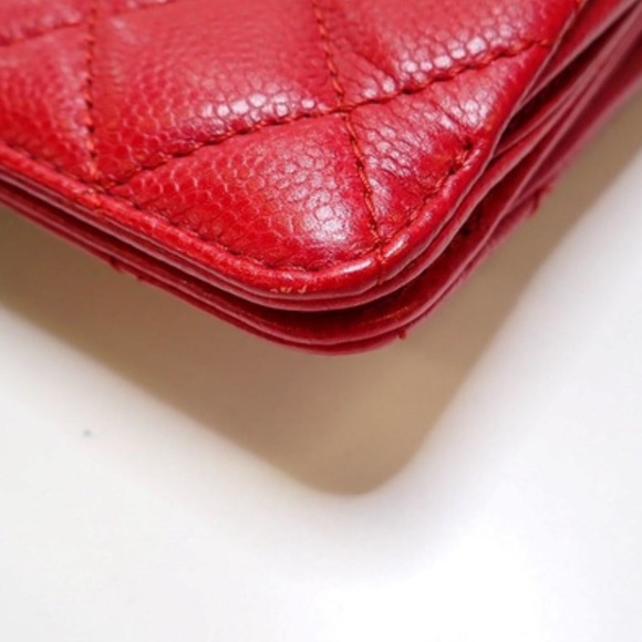 Authentic Chanel Timeless Caviar Quilted CC Large Dark Red Clutch Handbag - Picture 8 of 14